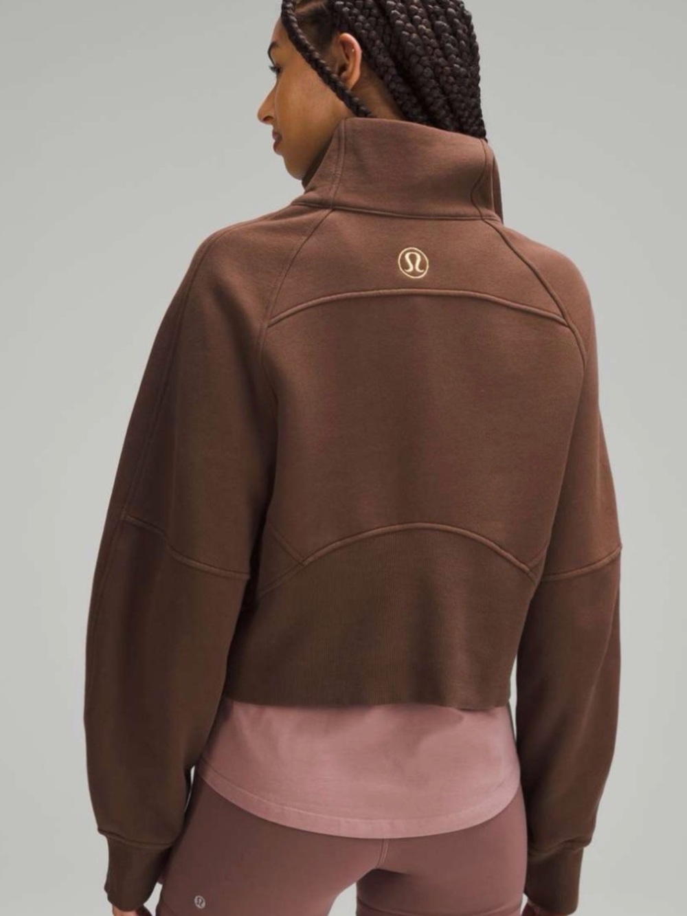 lululemon athletica Brown Cropped Funnel-Neck Sweatshirt